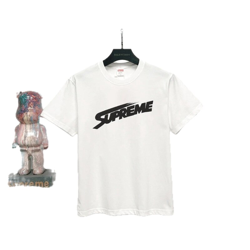 Supreme Slant Logo Printed Street Style White Short-sleeve T-shirt