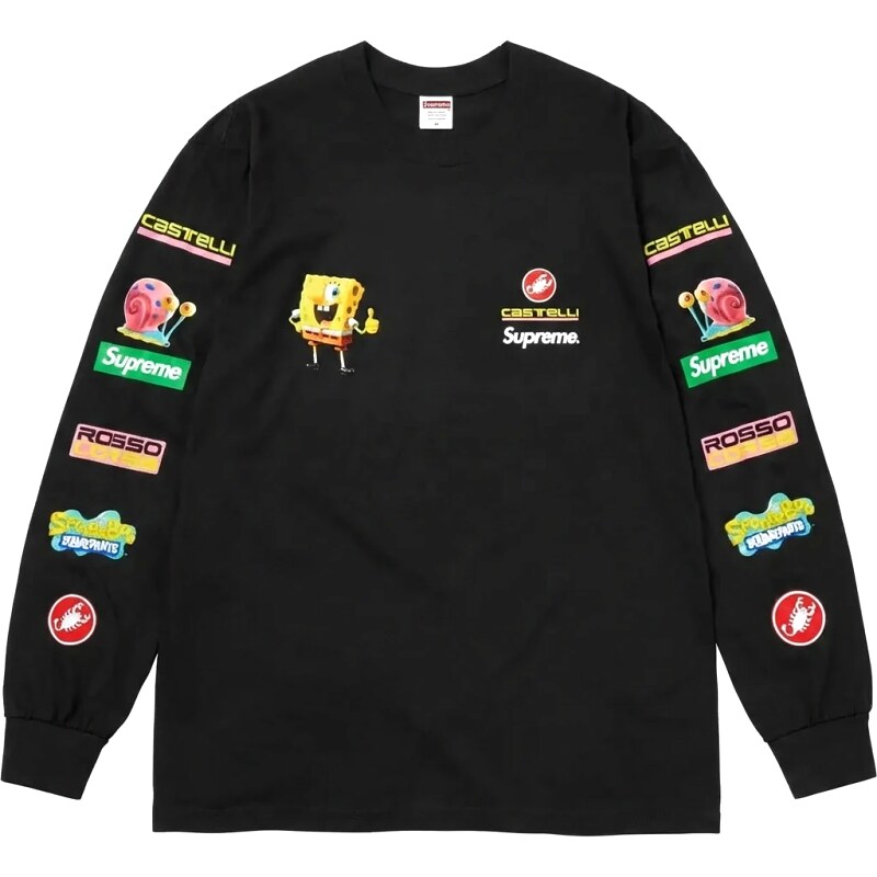 Supreme SpongeBob SquarePants Co-branded Black Long-sleeve Shirt