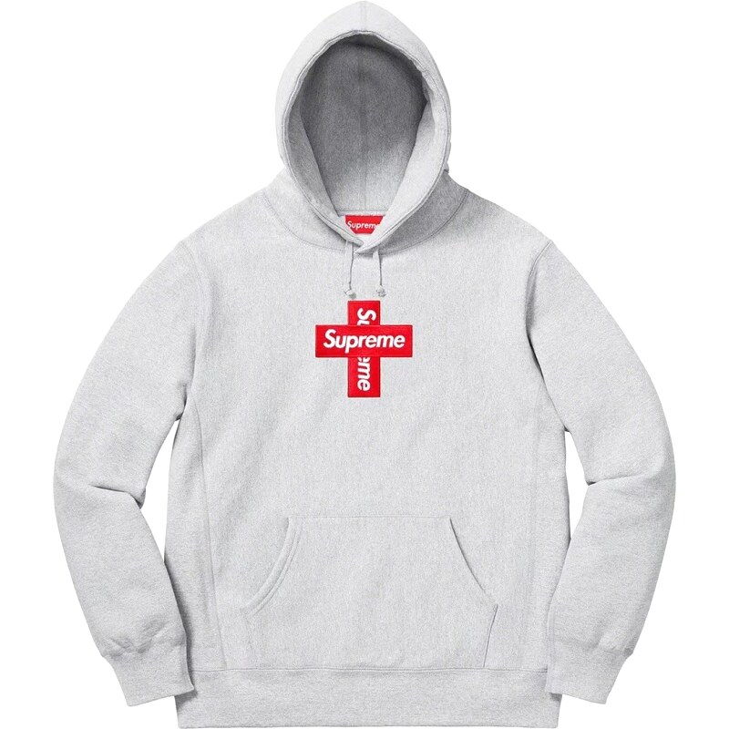 Supreme Streetwear Logo hoodie Gray Red Oversized with Logo Accent