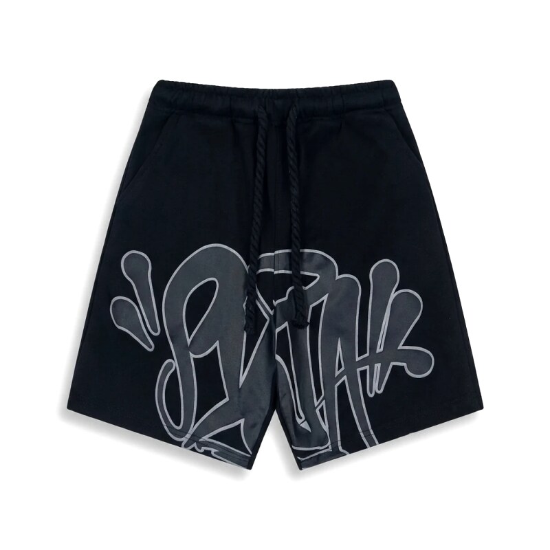 SynaWorld Graffiti-style Black Shorts