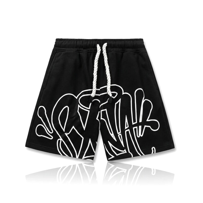 SynaWorld Graffiti-style Black Shorts