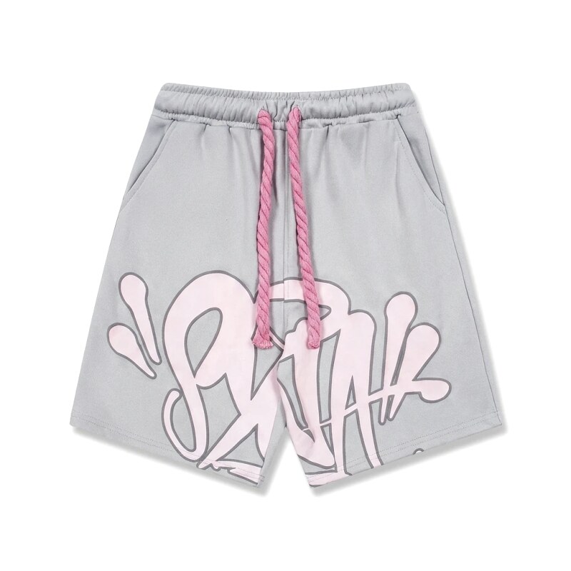 SynaWorld Graffiti-style Grey Shorts