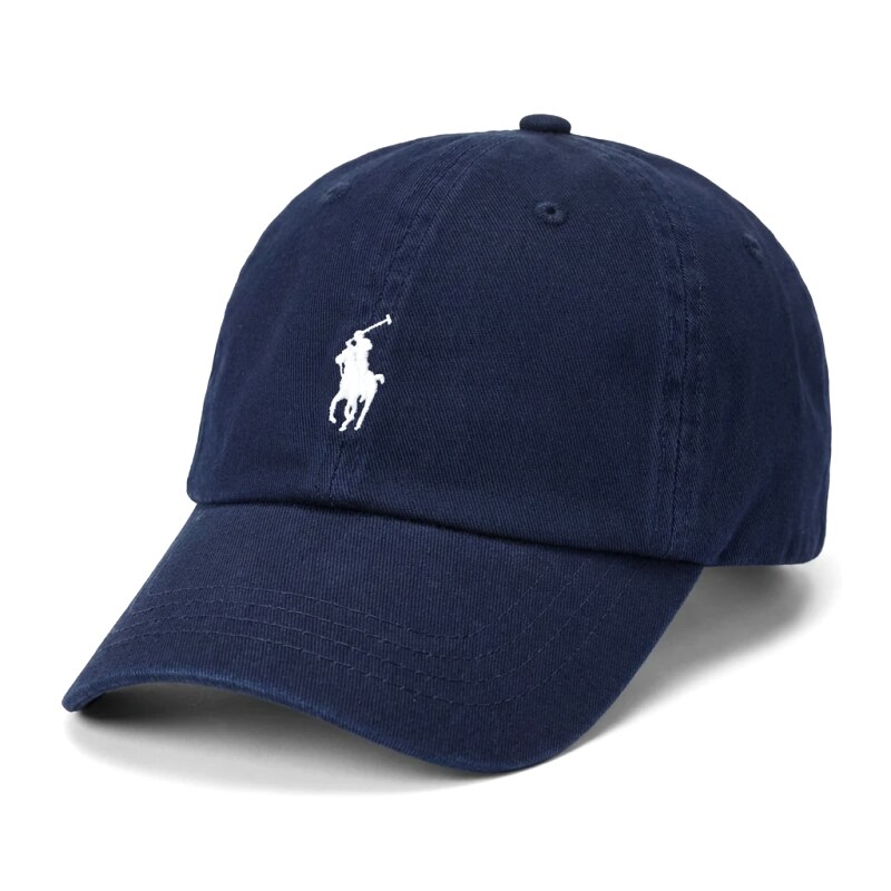 The classic dark blue cap of Ralph Lauren.