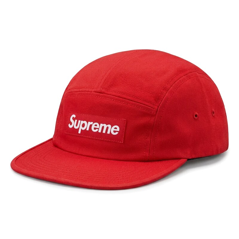 The classic red baseball cap of Supreme.