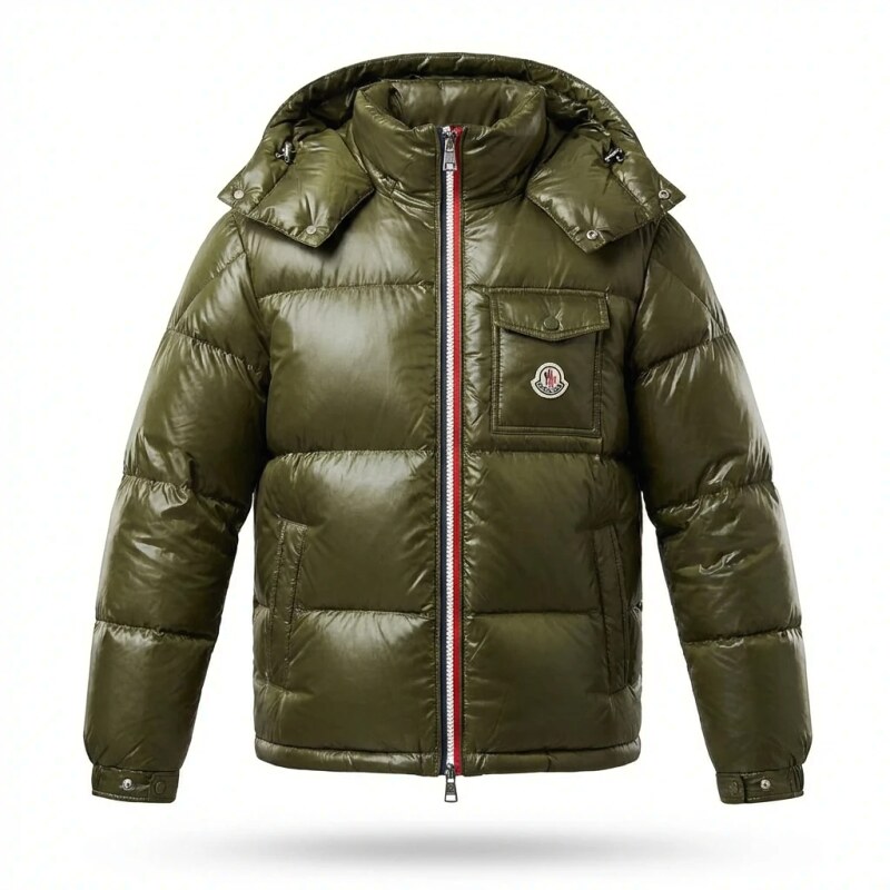 The classic style fashionable army green down jacket of Moncler