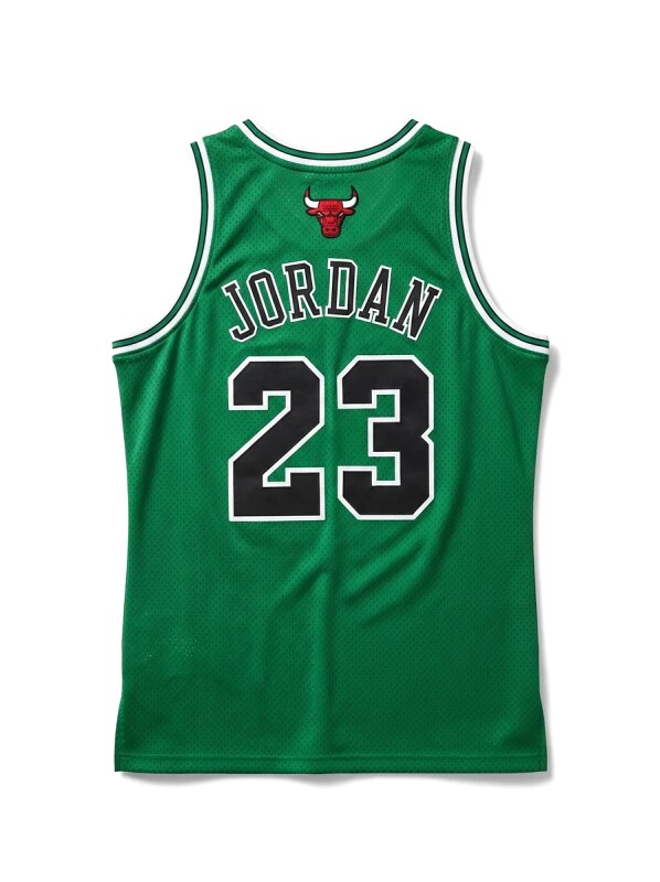 The green jersey with the number 23 of Michael Jordan