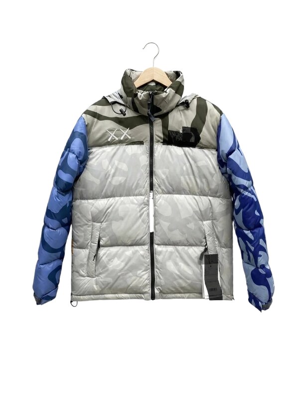The North Face camouflage - spliced grey down jacket