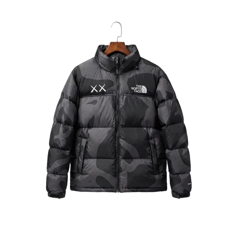 The North Face camouflage-style down jacket (black)