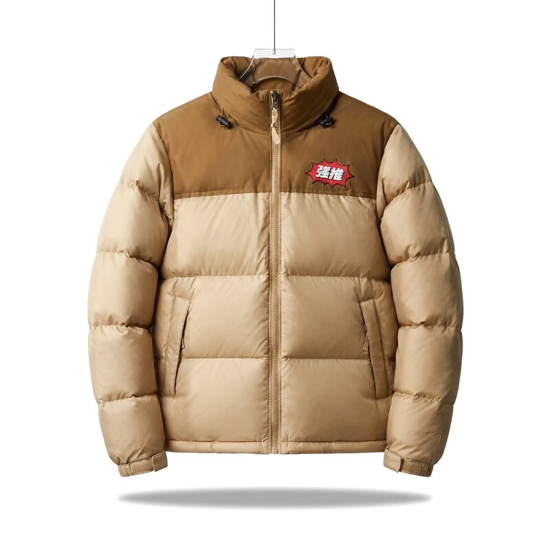 The North Face wheat - colored trendy brand down jacket