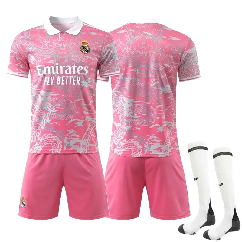 The pink jersey of the Real Madrid Dragon Pattern series.