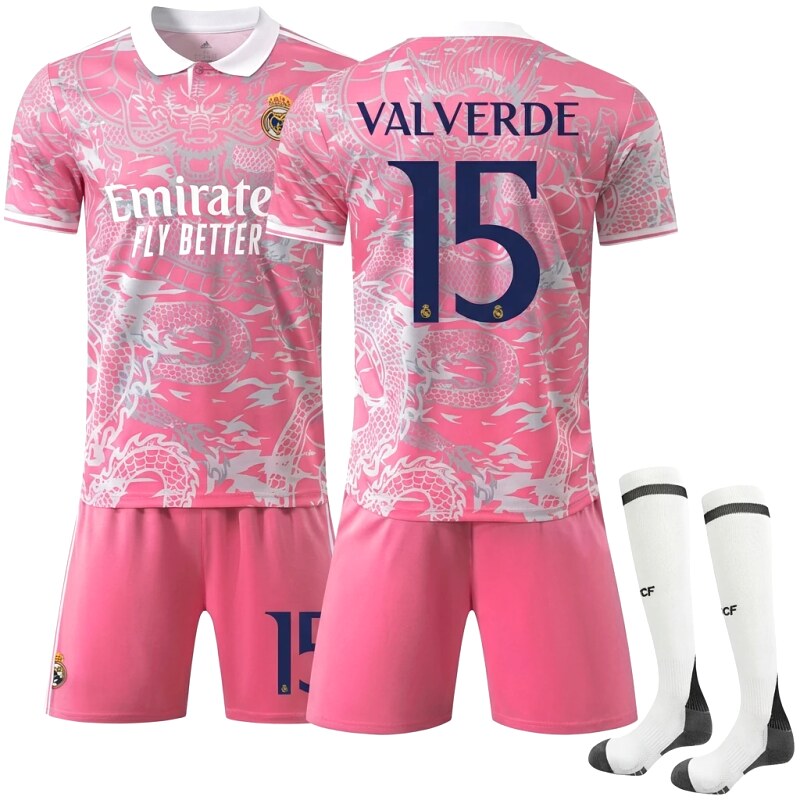 The pink jersey of the Real Madrid dragon pattern series.