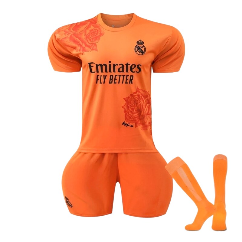 The Real Madrid Rose Orange Football Jersey.