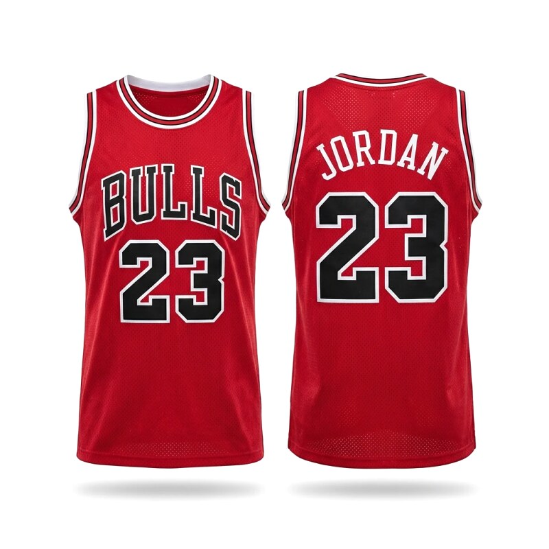 The retro red jersey of the Michael Jordan.