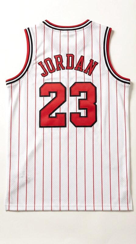 The retro white and red jersey of the Michael Jordan