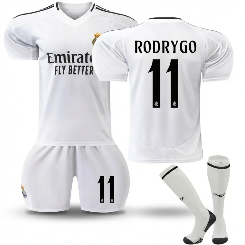 The white football jersey of the Real Madrid home field.