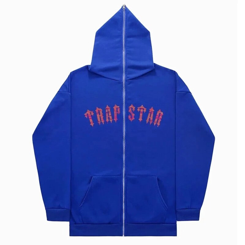 Trapstar Logo Detail Graphic zip hoodie Black Zip Pink with Relaxed Feel