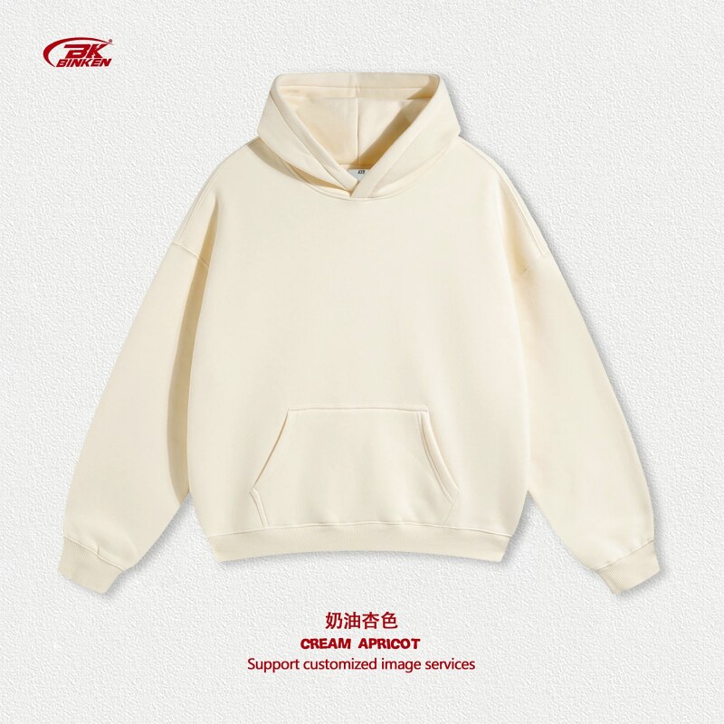 Travel Pullover hoodie Navy Blank Kangaroo with Soft Visual Tone