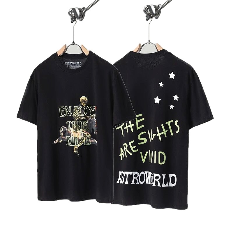 Travis Scott Astroworld Hip-hop Style Black T-shirt