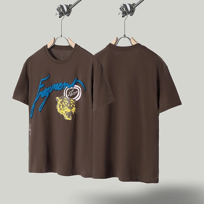 Travis Scott Co-branded Street-style Brown Short-sleeve T-Shirt