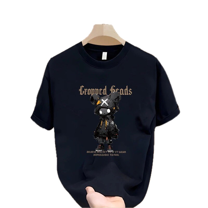 Trendy Brand Gloomy Bear Street Style Navy Blue Short-Sleeve T-Shirt