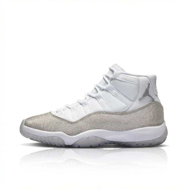 Trendy Silver and White Jordan AJ11 Sports Shoes