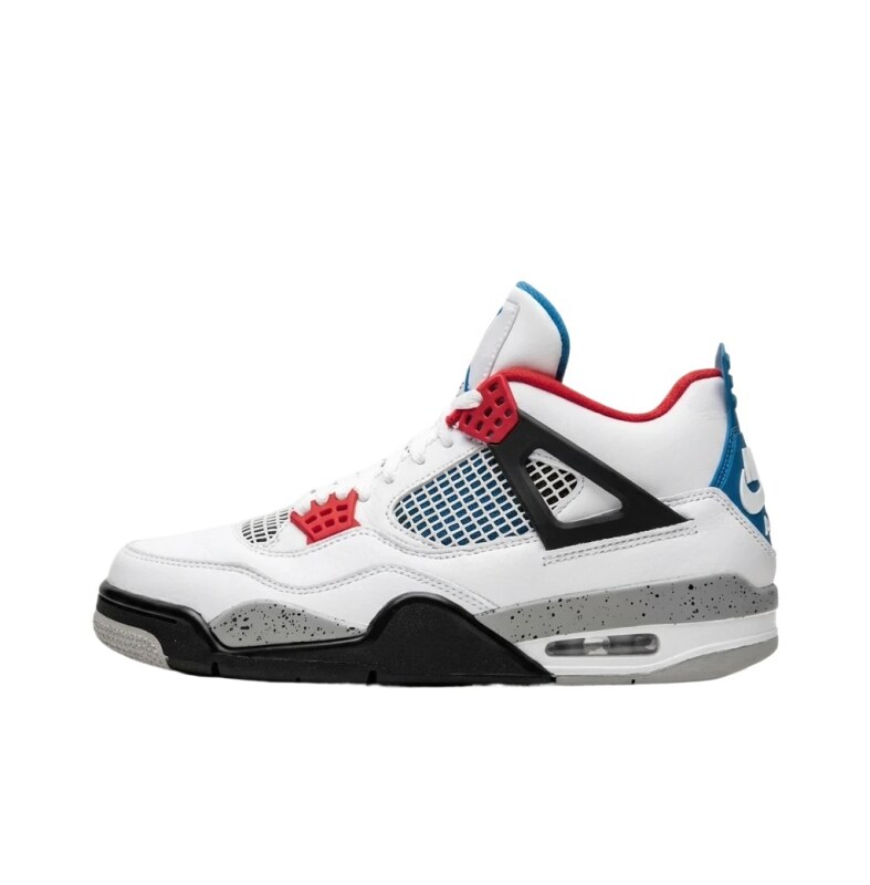 Trendy White, Red and Blue Jordan AJ4 Shoes