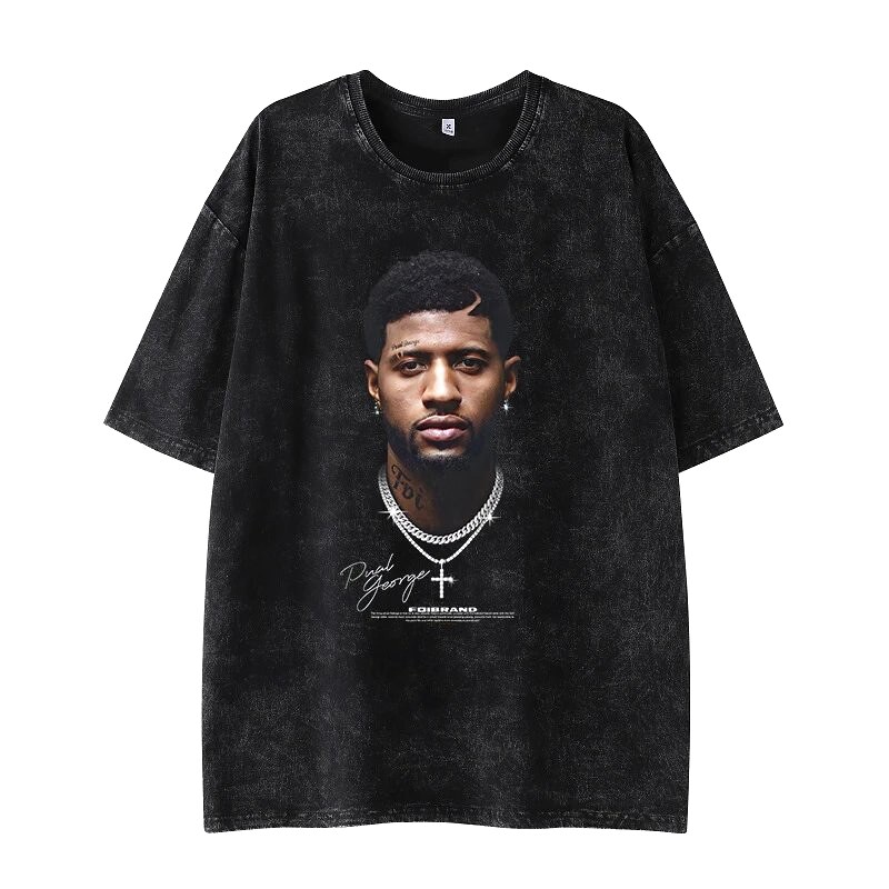 Tupac Logo Detail Portrait graphic T-shirt Black Tupac Collage with Relaxed Feel