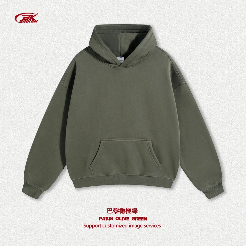 Urban Pullover hoodie Navy Blank Kangaroo with Statement Pattern