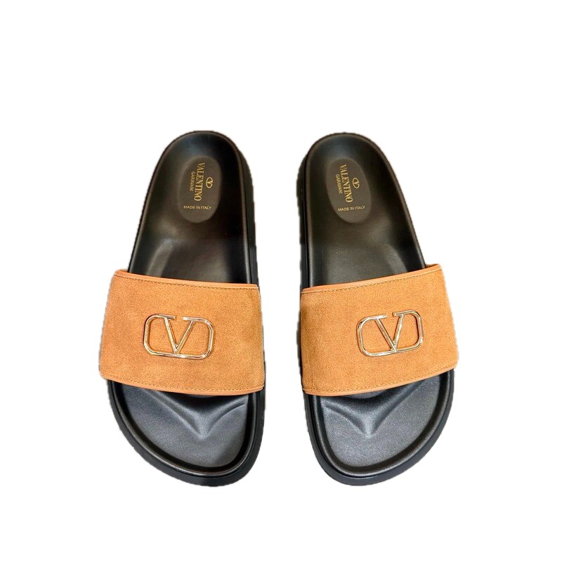 Valentino V-logo Affordable Luxury Style Camel Slide Sandals