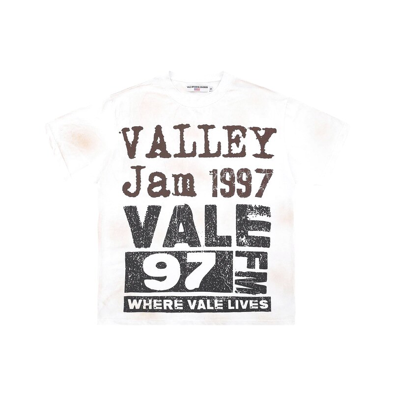 Valley 1997 Series Vintage Distressed Dirty Dyed White T-Shirt