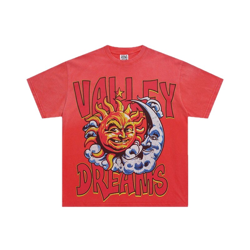 Valley Sun & Moon Vintage Red Short-sleeve T-shirt