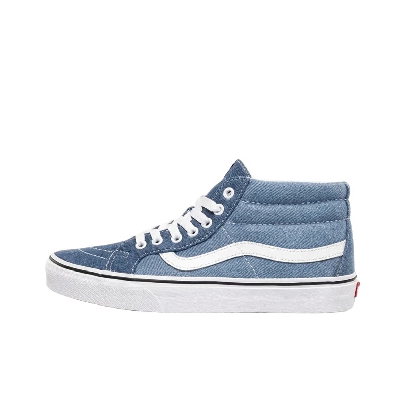 Vans High-top Blue and White Shoes in Denim Style