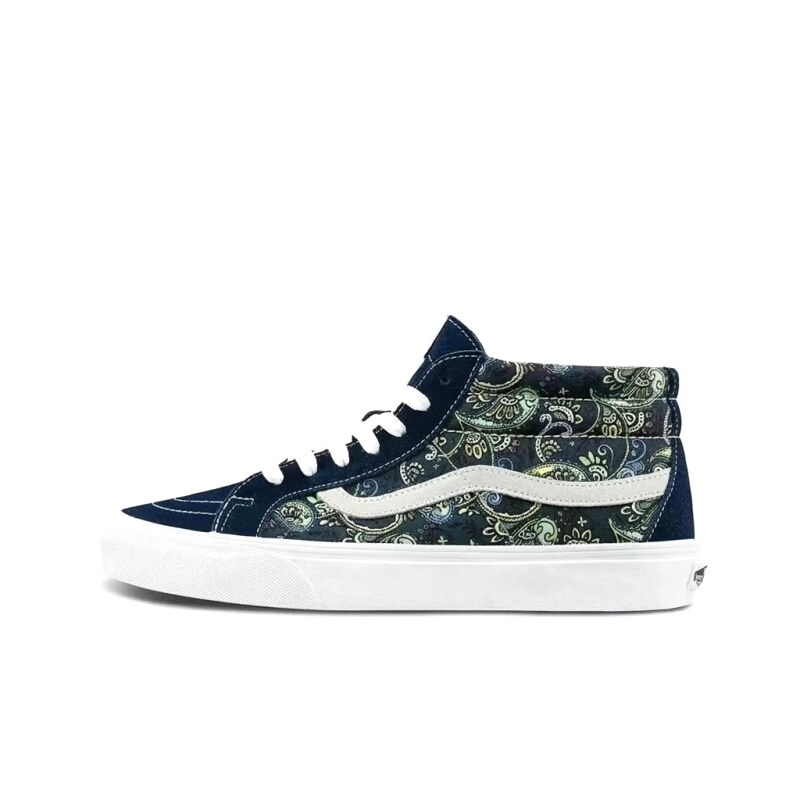 Vans High-top Shoes with a Vintage Wind and Cashew Flower Pattern