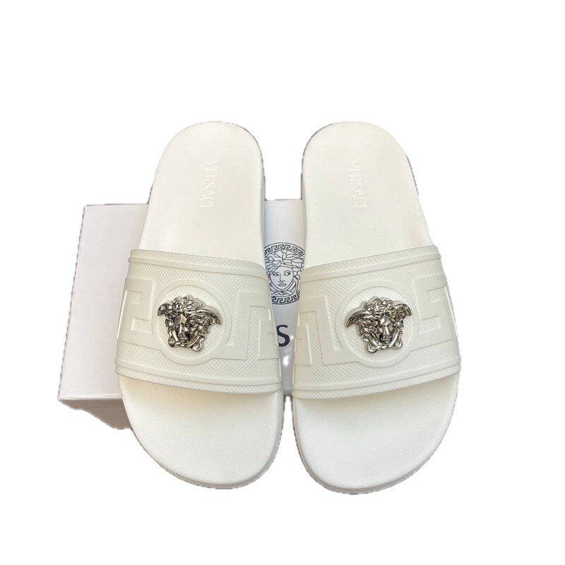 Versace Medusa Luxury Style White Slides