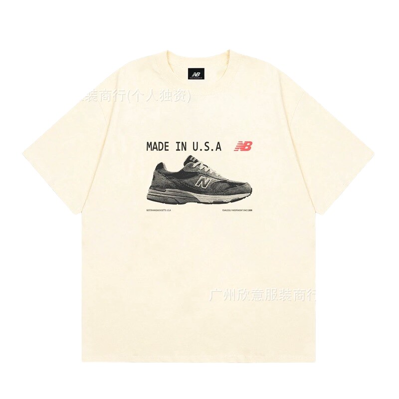 Vintage-style Beige T-Shirt with New Balance Sneaker Print