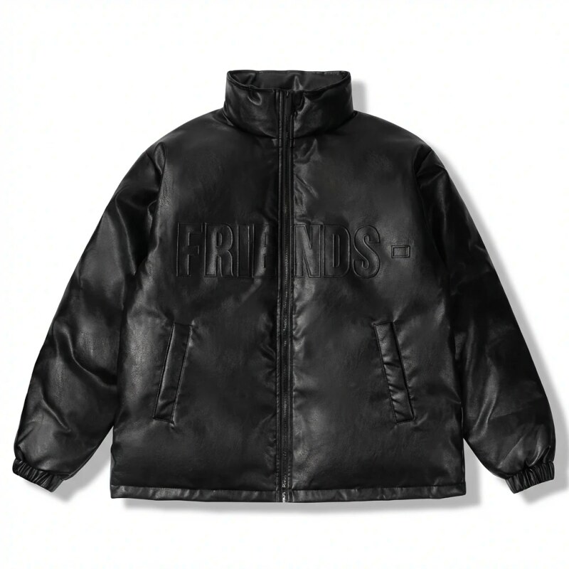 Vlone black trendy and cool style cotton-padded jacket