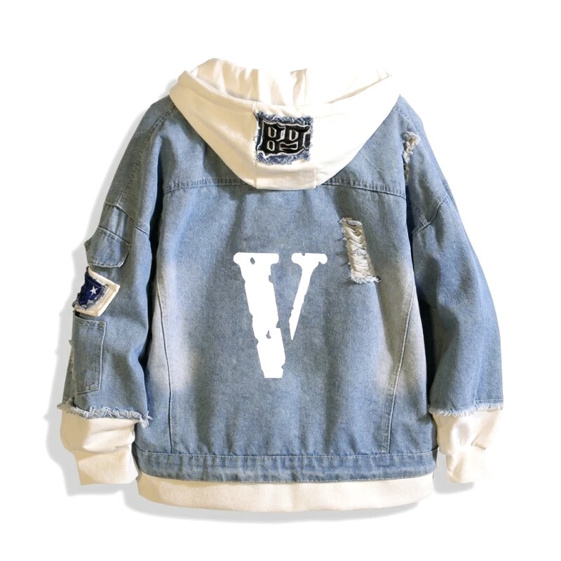 Vlone denim-style light blue jacket
