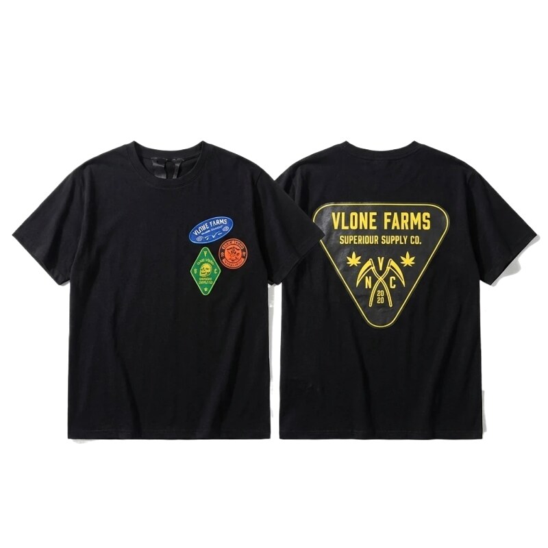 Vlone Farms Series Trendy Cool Black T-shirt