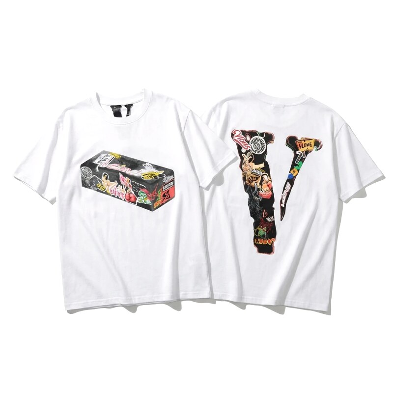 Vlone graffiti-style white T-shirt