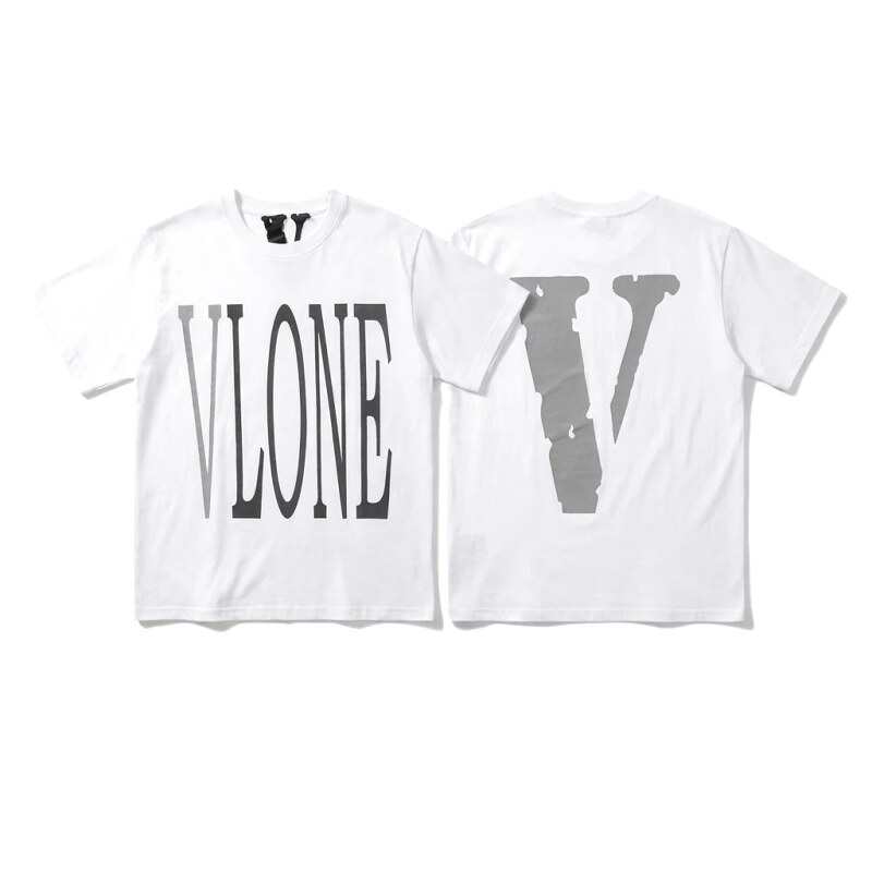 Vlone letter print simple white T-shirt