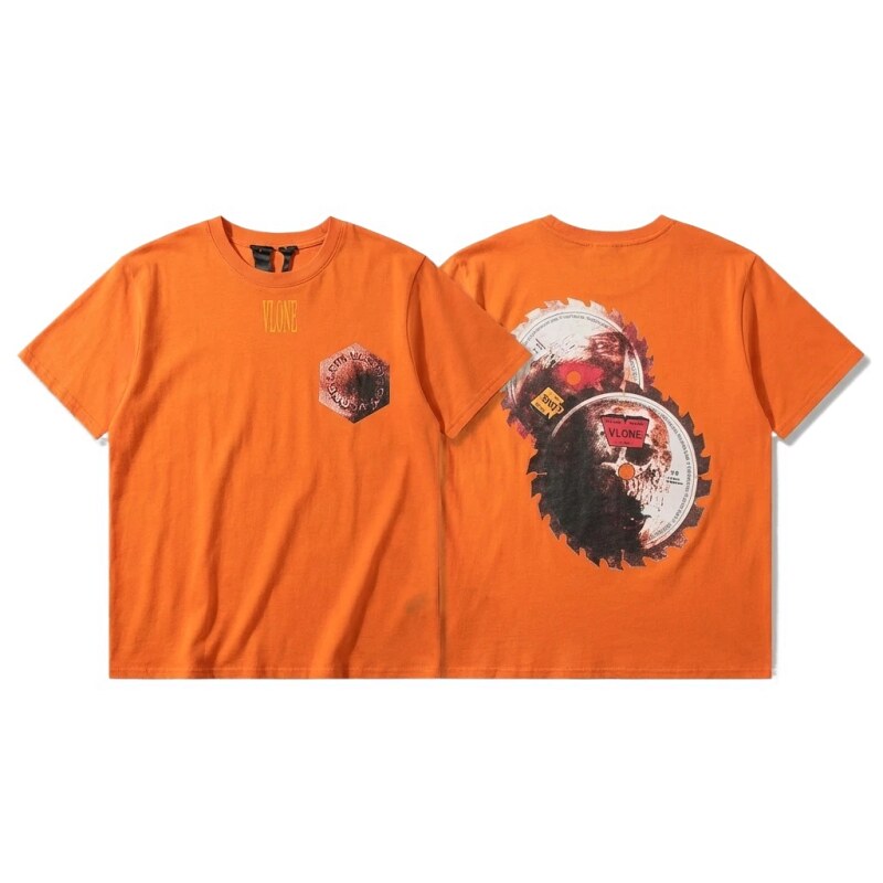 Vlone Orange Trendy Style T-shirt