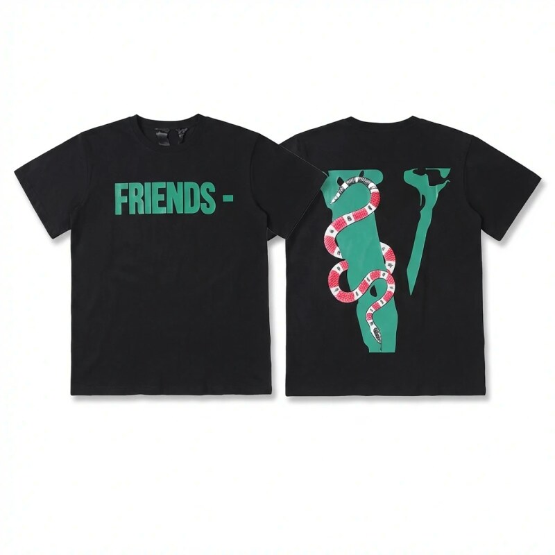 Vlone Snake Print Style Black T-shirt