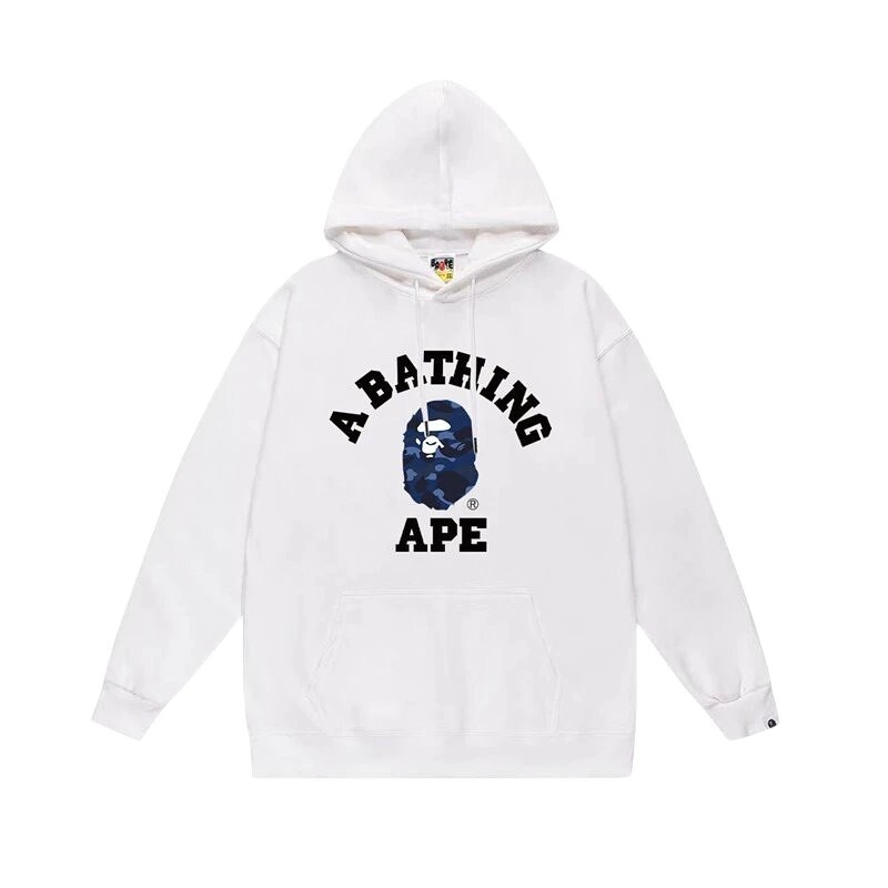 White hoodie with Bape Ape Head print