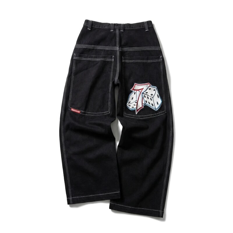 Y2K Dice Style Black Pants