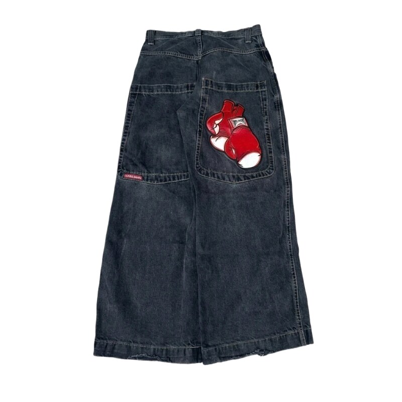 Y2K style dark blue denim skirt